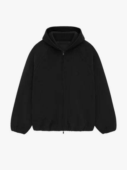 Essential Brushed Hooded Bomber – Black