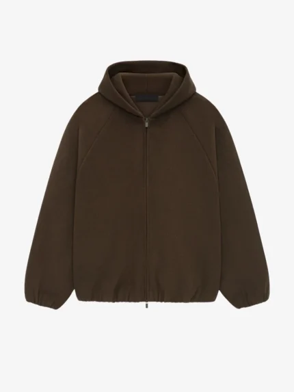 Essential Brushed Hooded Bomber – Brown Pullover