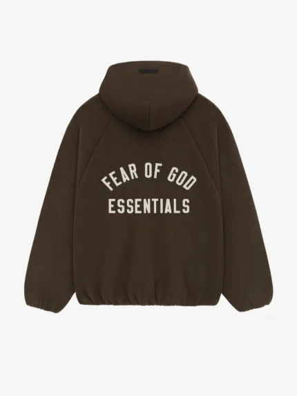 Essential Brushed Hooded Bomber – Brown Pullover