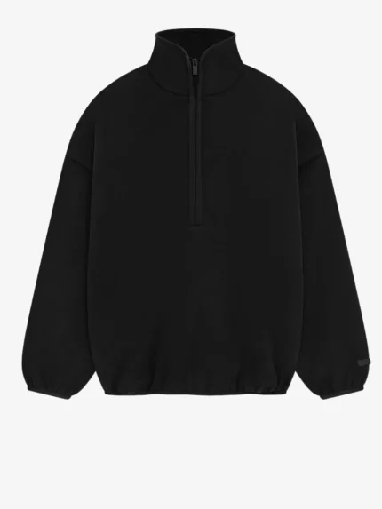 Essential Brushed Pullover – Black Zip Half