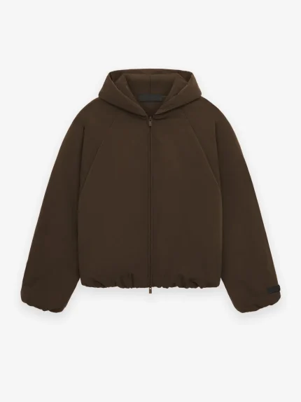 Essentials Military Nylon Hooded Bomber Brown